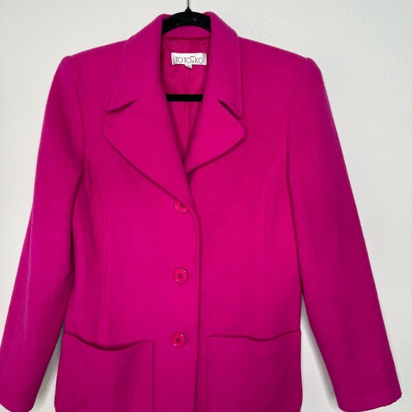 Totonko Vibrant Pink Wool Coat Size 8 Medium 20” PTP - Picture 4 of 15